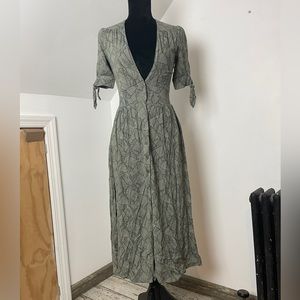 LIRA Clothing Elle Midi Green Palm Leaf Dress